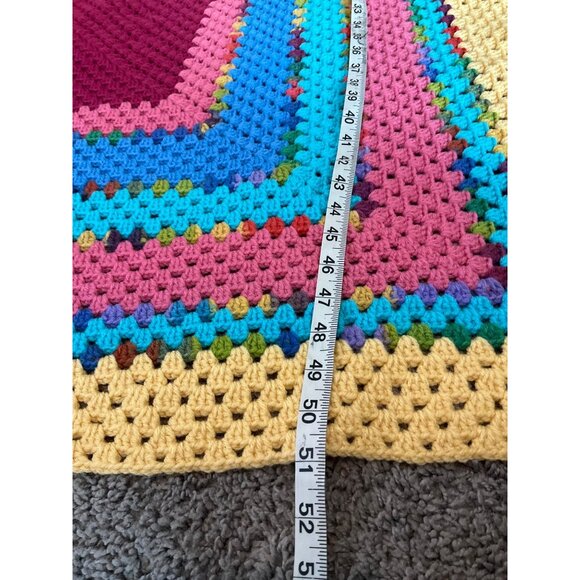 Handmade Afghan Crocheted Blanket lap or throw Colorful Square - Picture 4 of 7